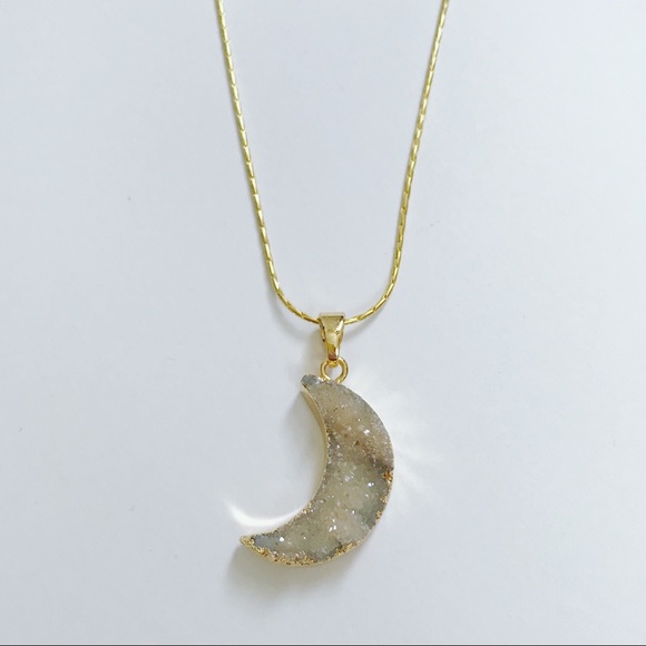 Boho Chic Boutique Jewelry - Druzy Moon Necklace